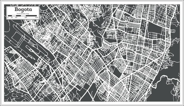 Mapa de la ciudad de Bogotá Colombia en estilo retro. Mapa del esquema . — Vector de stock