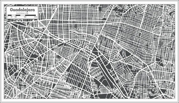 Mapa Meksyku Guadalajara w stylu Retro. Mapa przeglądowa. — Wektor stockowy