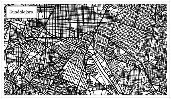 Guadalajara Mapa de la Ciudad de México en Color Blanco y Negro . — Archivo Imágenes Vectoriales