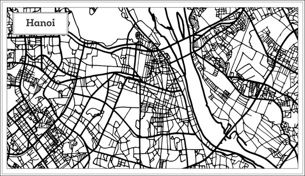 Hanói Vietnã mapa da cidade em preto e branco . —  Vetores de Stock