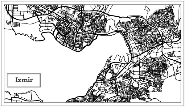 Izmir Turcja Mapa w kolorze czarno-białe. — Wektor stockowy