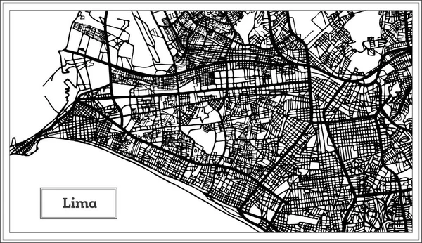 Lima Perú Mapa de la ciudad en color blanco y negro . — Archivo Imágenes Vectoriales