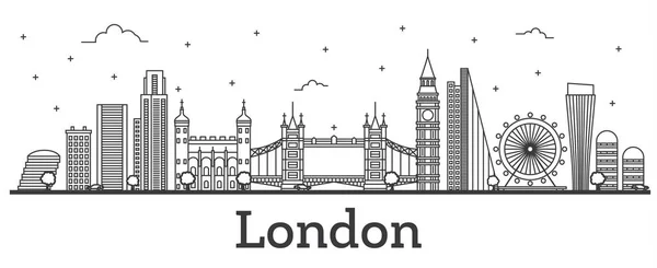 Kontur London England City Skyline med moderna byggnader Isolat — Stock vektor