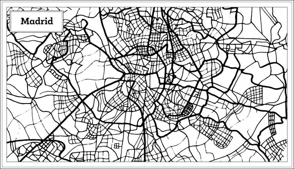 Mapa Španělsko Madrid v černé a bílé barvě. — Stockový vektor