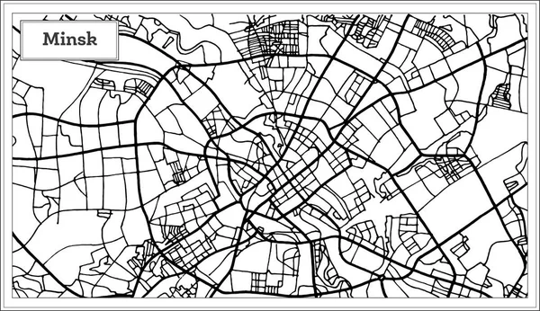 Mapa da cidade de Minsk Belarus em preto e branco . — Vetor de Stock