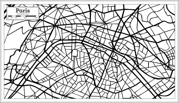 Mapa de la ciudad de París Francia en blanco y negro . — Vector de stock