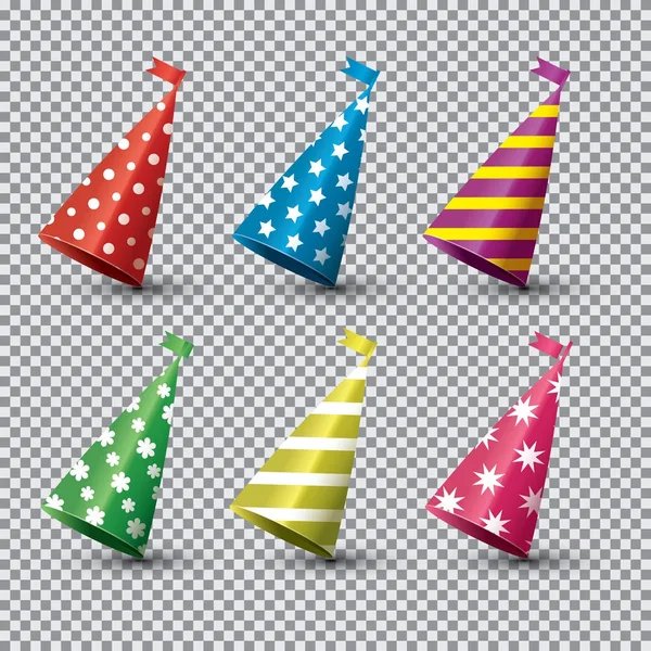 Party Hat Isolated Set on Transparent Background. — Stock Vector