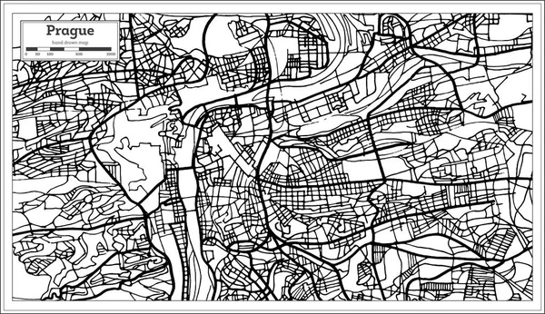 Carte Prague Chezh République en noir et blanc couleur . — Image vectorielle