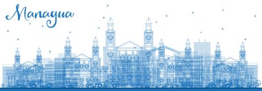 Anahat Managua Nikaragua manzarası ile mavi binalar. 