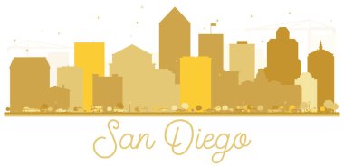 San Diego California ABD şehir manzarası altın siluet.
