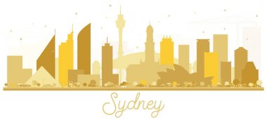 Sydney Avustralya şehir manzarası altın siluet.