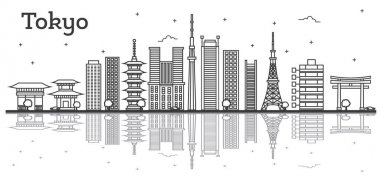 Anahat Tokyo Japonya şehir manzarası ile Modern binalar izole 