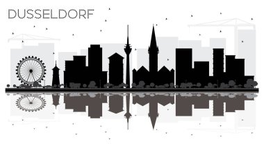 Dusseldorf Almanya şehir manzarası siyah ve beyaz siluet ile 