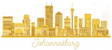 Johannesburg Güney Afrika şehir manzarası altın siluet. 