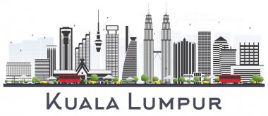 Kuala Lumpur Malaysia City Skyline with Gray Buildings Isolated  clipart