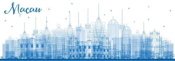 Περίγραμμα Μακάο Κίνα πόλη στον ορίζοντα με μπλε κτίρια. — Διανυσματικό Αρχείο
