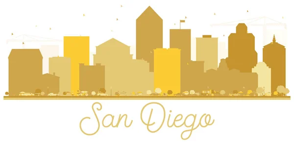 San Diego Californie USA City Skyline Golden Silhouette . — Image vectorielle