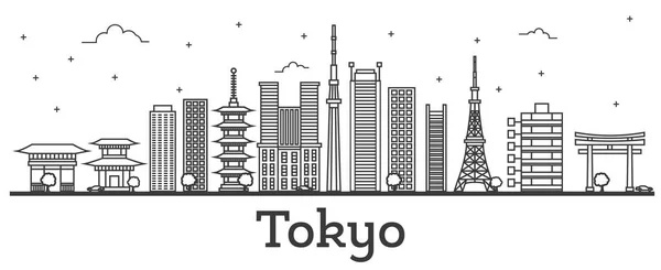 현대 건물 격리 개요 일본 도쿄 스카이 라인 — 스톡 벡터