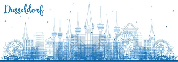 Anahat Dusseldorf Almanya manzarası ile mavi binalar. — Stok Vektör