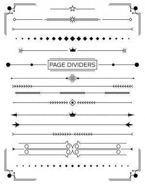 Set of Retro Decorative Page Dividers and Design Elements. clipart