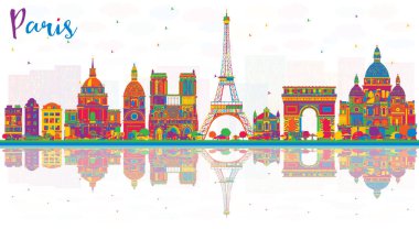 Paris Fransa şehir manzarası renkli binalar ve yansımalar. 