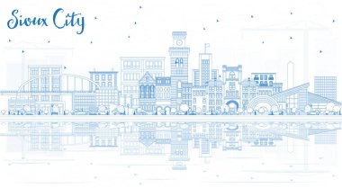 Anahat Sioux şehir Iowa manzarası ile mavi binalar ve Reflecti