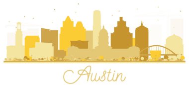 Austin Texas ABD şehir manzarası altın siluet.