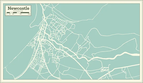Карта города Ньюкасла в стиле ретро. Карта набросков . — стоковый вектор
