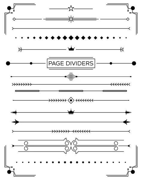 Set di divisori di pagina decorativi retrò ed elementi di design . — Vettoriale Stock