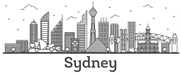 Overzicht Sydney Australië City Skyline met moderne gebouwen Isol — Stockvector