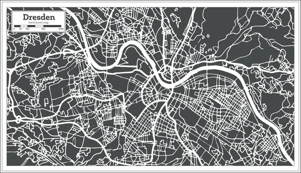 Дрезден Німеччини на мапі в стилі ретро. Контур карта. — стоковий вектор