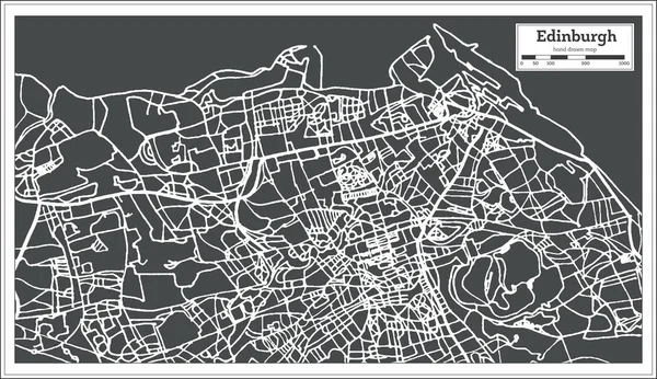 Едінбург Шотландії на мапі в стилі ретро. Контур карта. — стоковий вектор
