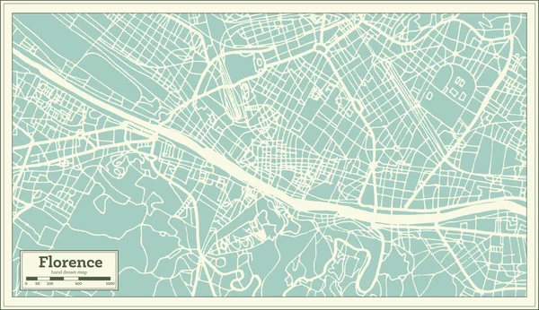 佛罗伦萨意大利城市地图复古风格。轮廓图. — 图库矢量图片