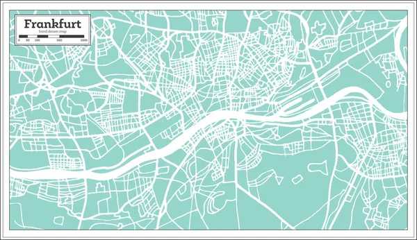 Frankfurt Alemania Mapa de la ciudad en Retro Style . — Vector de stock