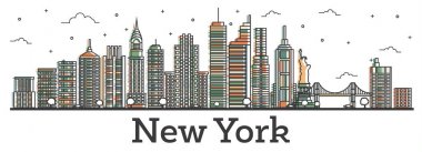 Anahat New York ABD şehir manzarası ile renk izole binalar 