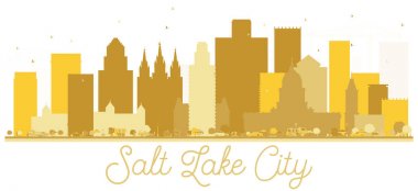 Salt Lake City Utah ABD şehir manzarası altın siluet.