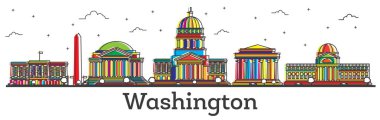 Anahat Washington Dc ABD şehir manzarası ile renk binalar Isol