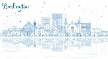 Anahat Burlington Iowa manzarası ile mavi binalar ve Reflecti