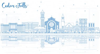 Anahat Cedar Falls Iowa manzarası ile mavi binalar ve yansıtmak