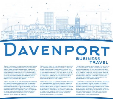 Anahat Davenport Iowa manzarası mavi binalar ve kopya girintili