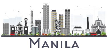 Manila Filipinler şehir manzarası ile gri binalar üzerinde izole 
