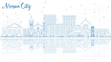 Anahat Mason şehir Iowa manzarası ile mavi binalar ve Reflecti