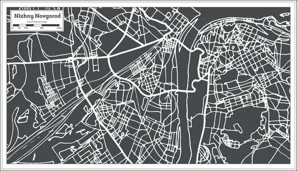 Nizhny Novgorod Russia City Map in Retro Style. Outline Map. — Stock Vector