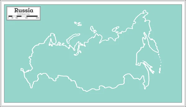 Rusya Haritası Retro tarzı. Anahat harita. — Stok Vektör