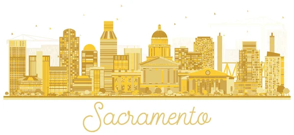 Panorama města Sacramento Usa Kalifornie zlatá silueta. — Stockový vektor