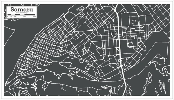 Карта города Самара в стиле ретро. Карта набросков . — стоковый вектор
