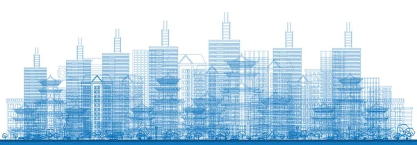 概要都市は青い色の高層ビル。ベクトル図. — ストックベクタ