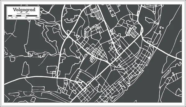Карта города Волгограда в стиле ретро. Карта набросков . — стоковый вектор