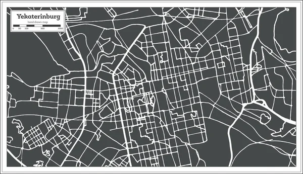 Ekaterimburgo Rusia Mapa de la ciudad en estilo retro. Mapa del esquema . — Vector de stock