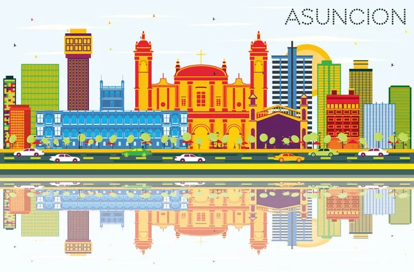 Asunción Paraguay City Skyline con Edificios de Color, Cielo Azul y — Archivo Imágenes Vectoriales